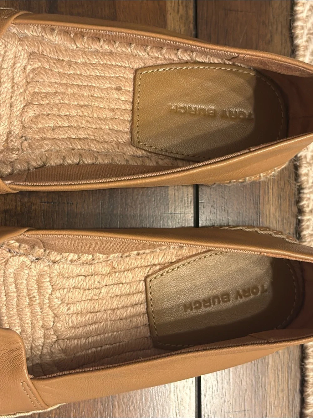 Tory Burch Tan Leather Espadrille Slip-Ons